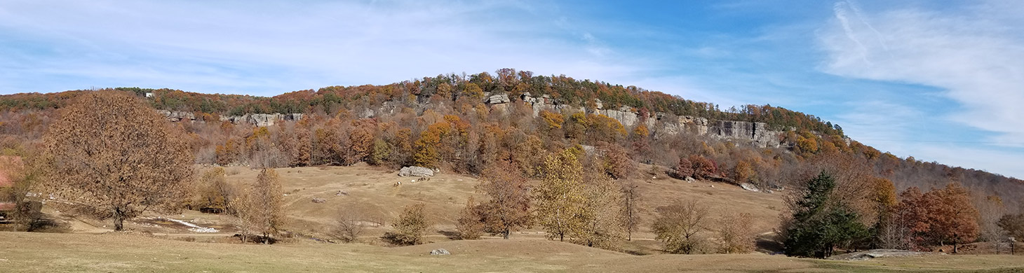 Ziplining in Arkansas - The cliffs of Horseshoe Canyon Ranch in the Ozarks near Ponca, AR